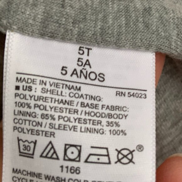 Kid’s Yellow Old Navy Rain Jacket Zipper Front with Hood Size 5 - Picture 5 of 7